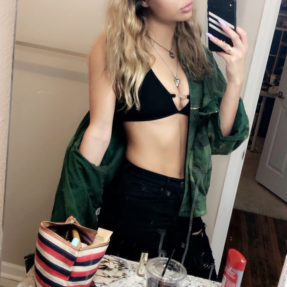 Free People Green Camouflage Jacket